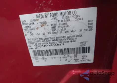 2010 Ford Edge Se from USA, damaged, VIN 2FMDK3GC4ABA45872